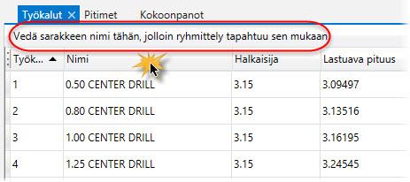 20 MASTERCAM X9/ Työkalujen hallinnan työtilan muokkaaminen HUOM.: Vaihtaa dokumentin ja grafiikkaikkunan paikkaa toistensa ala- tai yläpuolelle.