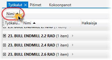 TAULUKKORUUTUJEN JÄRJESTELY, KÄYTTÖ JA MUOKKAAMINEN 21 2 Vaihda järjestys alenevaan tai ylenevään klikkaamalla sarakkeen