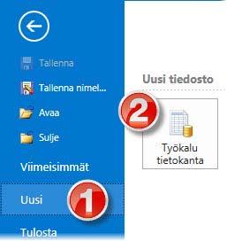 28 MASTERCAM X9/ Työkalukirjastotiedostojen (.TOOLDB) käyttö Uuden työkalukirjaston luominen 1 Klikkaa Tiedosto-välilehdellä (ohjelman takasivu) Uusi ja klikkaa sitten Työkalutietokantapainiketta.