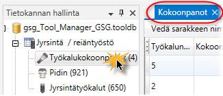 TYÖKALUKIRJASTON AVAAMINEN JA MUOKKAAMINEN 29 3 Avaa jokainen dokumenttityyppi kaksoisklikkaamalla vastaavaa kirjaston komponenttia Tietokannan hallinnassa.