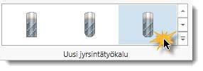 Harjoitus 1: Uusien työkalujen ja pidinten luominen Tässä harjoituksessa luodaan pyöristettypäinen tappijyrsin, mutta työkalun luontiprosessi on samanlainen mille tahansa jyrsintä- tai reiäntyöstön