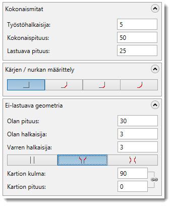 TYÖKALUJEN MUOKKAAMINEN 41 3 Varmista, että Työkalun geometrian määrittely -sivun asetukset vastaavat seuraavaa kuvaa. 4 Siirry Ominaisuuksien viimeistely -sivulle klikkaamalla Seuraava.