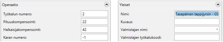 42 MASTERCAM X9/ Työkalukirjaston komponenttien käyttö 6 Varmista, että Ominaisuuksien viimeistely -sivun asetukset vastaavat