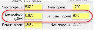 Etsi-ikkuna sulkeutuu ja Työkalut-sivun hammaskohtaisen syötön ja