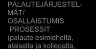 MERKITYKSELLISYY- TEEN ORGANISAATI- OSSA MAHDOLLISUUS TURVALLISEEN TYÖ- SUHTEESEEN, TYÖN JA VAPAA-AJAN JÄRJESTELYT aineeton palkitseminen KUVIO 6. Palkitsemisen kokonaisuus (Luoma ym.