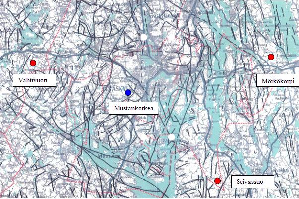 Mörkökorven alueen kallioperä on graniittia. Lähin ruhje kulkee noin kahden kilometrin päässä Mörkökorven suunnitellusta jätteenkäsittelyalueesta pitkin Metsolahtea luode-kaakko suunnassa.