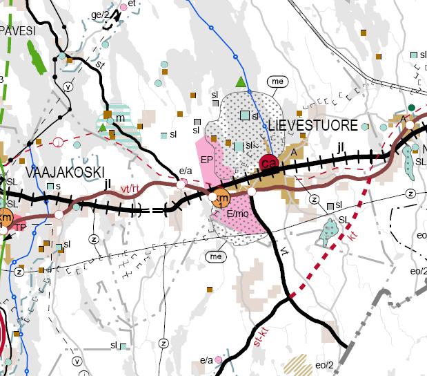 Mörkökorven jätteenkäsittelykeskuksen sijainti (punainen ympyrä) suhteessa vahvistettavana olevaan maakuntakaavaan Sosiaalinen ympäristö Jyväskylän seudun jätteenkäsittelykeskus on tyypillinen