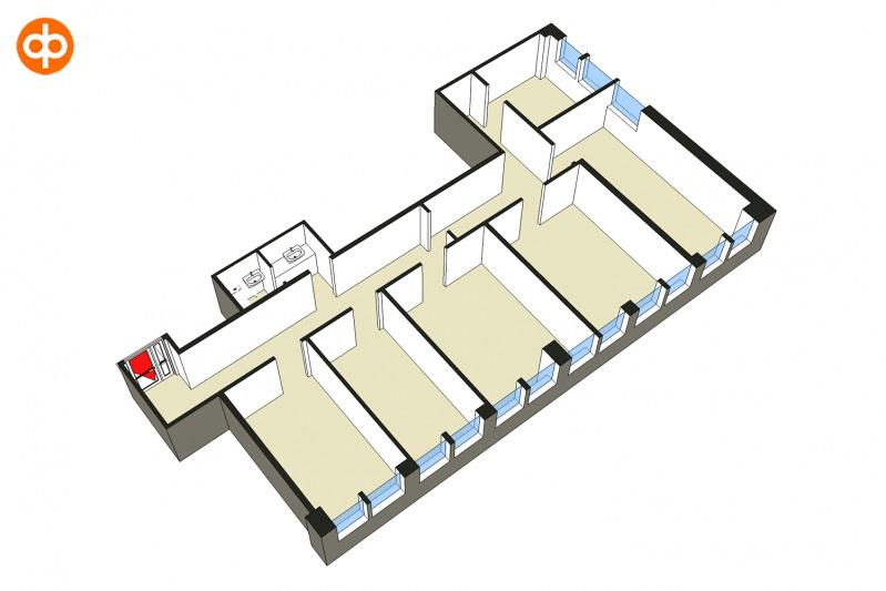 Toimisto 103 m² / 2. krs Pääosin avotilasta koostuva toimisto vuokrattavissa Malmilla.