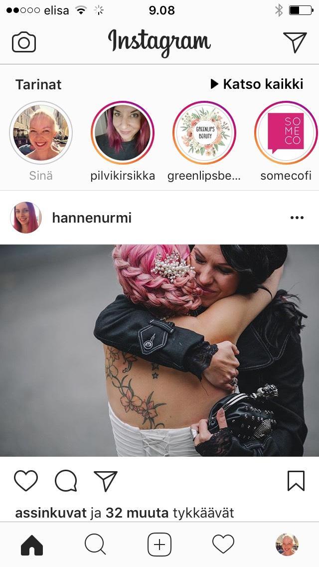 LISÄÄ TARINA Instagram Stories tarinat KATSO TARINA SnapChat tarinoita vastaavat, kuvaa ja videota 24 h Instassa vasen yläreuna, näet muiden tarinoita Omaan tarinaan