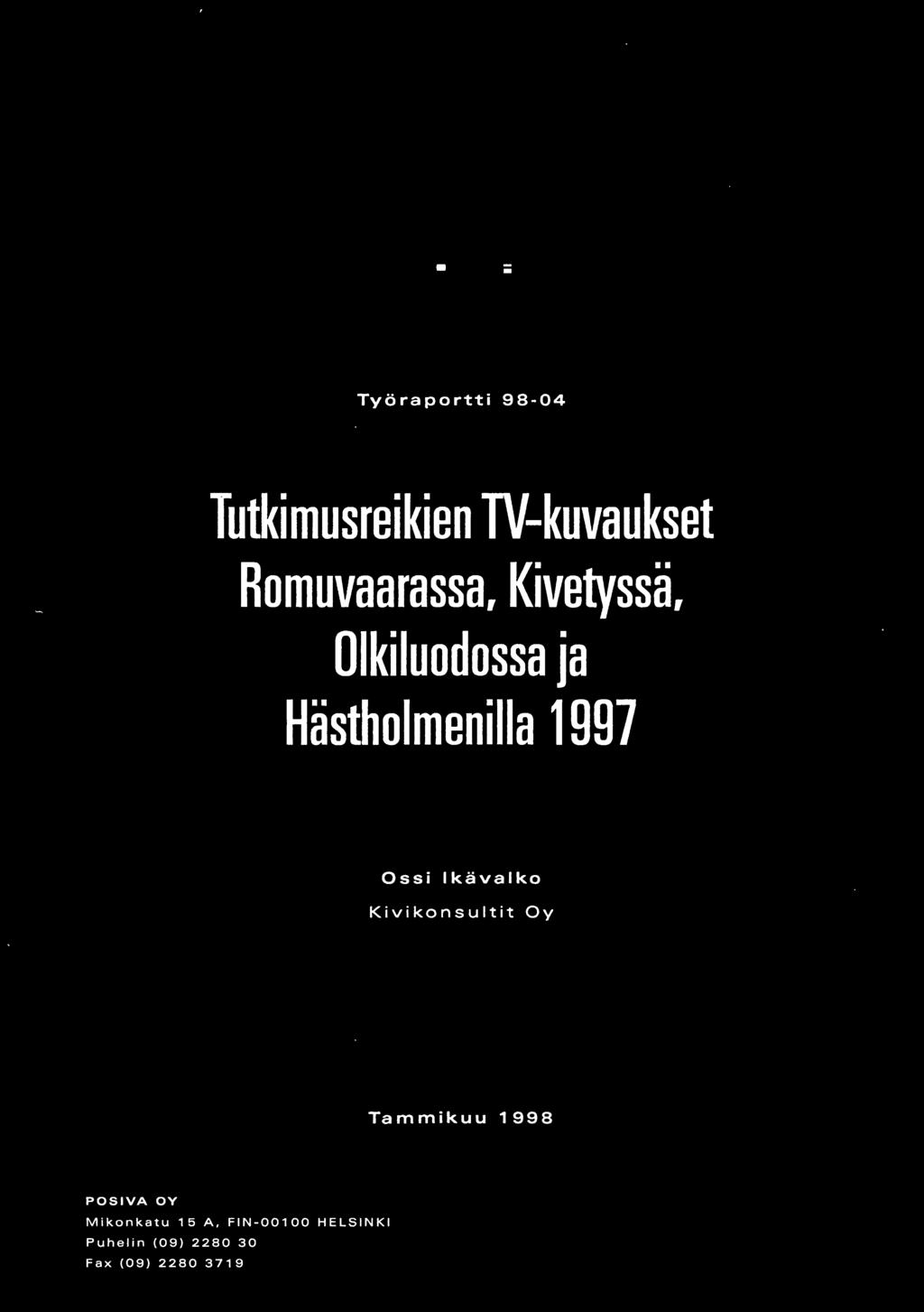 997 Ossi Ikävalko Kivikonsultit Oy Tammikuu 998