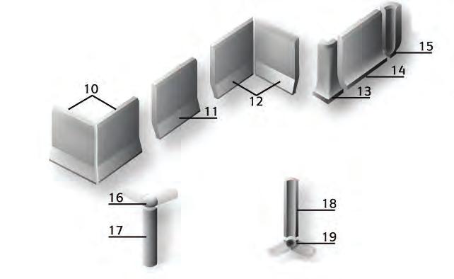 Askellaatta, uritettu 50x50 & 100x100 mm 8. Kourulaatta 100x100 mm 9. Altaanreunalaatta 100x100 mm 10.