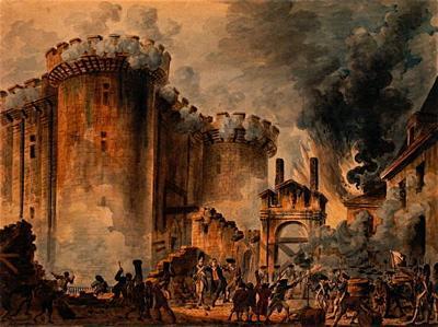 Mitä viereisessä kuvassa tapahtuu 14.7.1789? Mikä merkitys tuolla päivällä on Ranskassa? Viereisessä kuvassa on vallankumouksellisten antamana julistus.