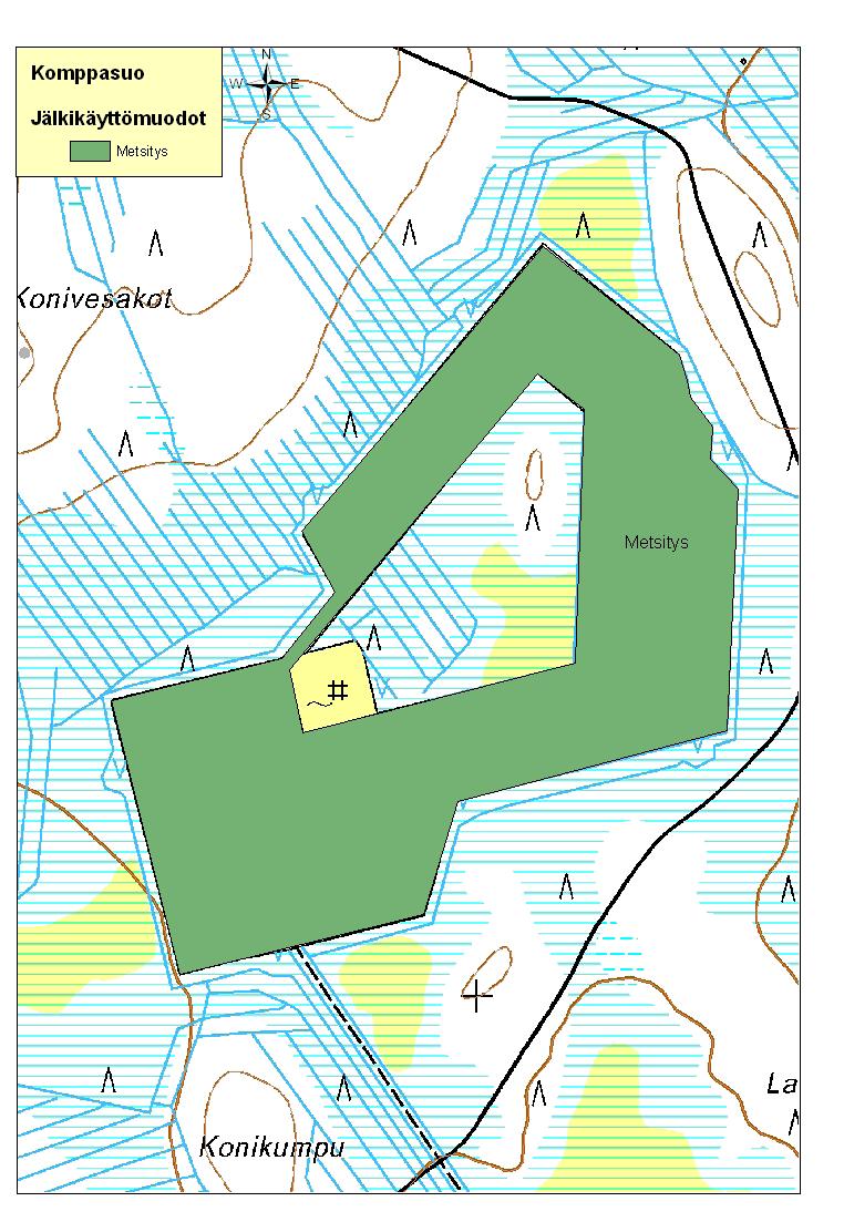 riistapelto, muutoin läntinen alue voidaan metsittää (Kuvat 34 ja 35). Kuvat 30. ja 31.