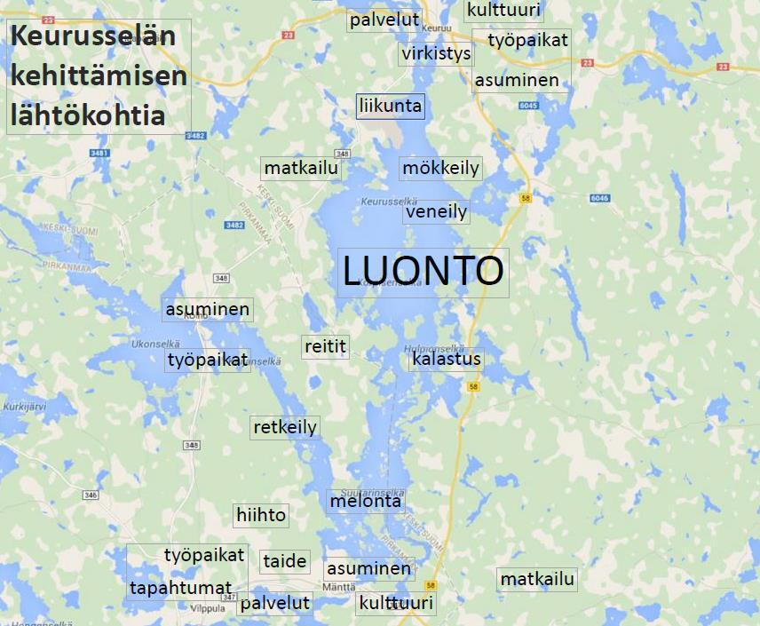 Mihin suurempaan kokonaisuuteen hanke liittyy Keurusselkä Region hanke on ylimaakunnallinen joka ulottuu Keski- Suomen ja Pirkanmaan maakuntien alueelle lähtökohtana Keurusselän järviseudun