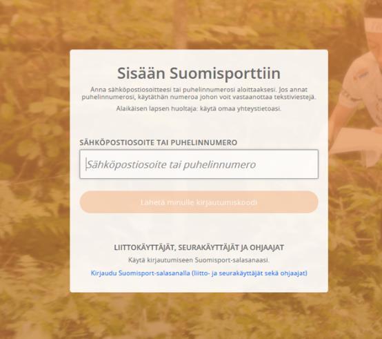 Avautuu sivu: Kirjaa sivulle (vasen kuva) puhelinnumerosi.