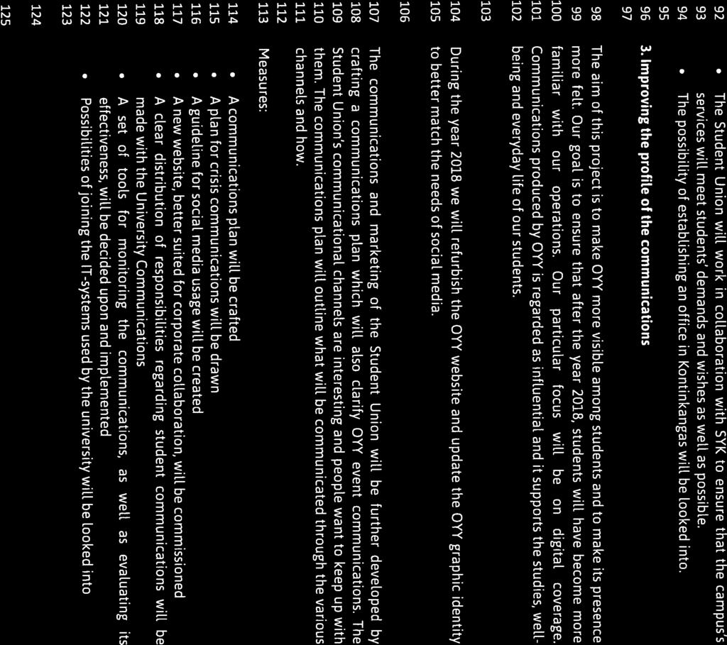 0 \\V/ II OULUN Proposal for OYY s action pian 2018 D (( YLIOPISTON f( II YLIOPPILASKUNT, 92 The Student Union wiii work in coi.