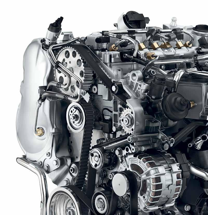 Saatavissa lukuisia moottoriversioita: alkaen kompaktista 1,0 l TSI-bensiinimoottorista (75 kw) ja ulottuen taloudelliseen 2,0 l TDI-moottoriin (55 kw) ja voimakkaaseen 2,0 l TDI:hin (110 kw).