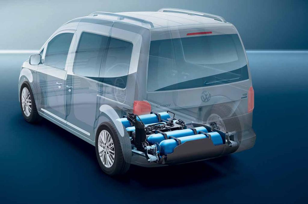 1) Caddy ja Caddy Maxi, 1,4 l TGI-moottori 81 kw 2) Mahdollisia polttoaineita ovat maakaasu, biometaania sisältävä maakaasu ja ekosähköllä tuotettu metaania sisältävä maakaasu.
