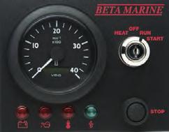 Control Panel C Deluxe Tachometer with running hour recorder, oil pressure and water temperature gauges, voltmeter, keystart switch, push button stop, green light for power on, red  48 Control Panel
