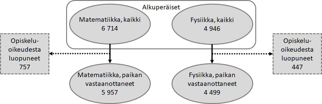 3.3 Aineisto tutkinnon suorittaneille Lähtökohtaiseksi aineistoksi opiskelupaikan vastaanottaneiden ja tutkinnon suorittaneiden selvittämiseksi käytettiin molemmille koulutusohjelmille rajattuja