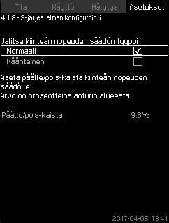 Suomi (FI) 7.7.11 S-järjestelmän konfigurointi (4.1.8) 7.7.12 Asetuspist. ramppi (4.1.9) Kuva 49 S-järjestelmän konfigurointi Kuva 51 Asetuspist.