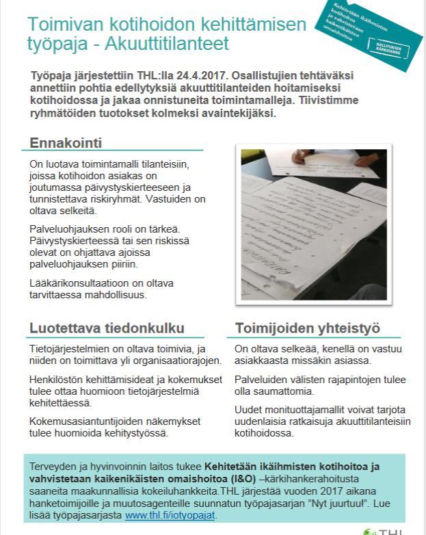 Yhdessä työskentelyä kansallisesti Muutosagenttitapaamiset Parasta elämää kotonaseminaari 15.9.