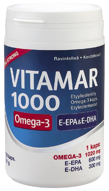 VITAMAR 1000 Vahva Omega-3-kapseli sydämelle, silmille ja aivoille.