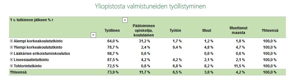 jälkeen - Sijoittuminen ammattiluokituksen