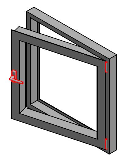 3.1 SIVUSARANOITU IKKUNA SIDEHUNG WINDOW Ikkunapuitteen enimmäispaino 100 kg Maximum weight of sash 100 kg LK90eco: HELAT JA SARANAT HARDWARE AND HINGES ECO SH 1.