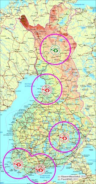 Liite 2. Lääkäri- ja lääkintähelikoptereiden toiminta-alueet ennen vuotta 2012 (Alueesi palvelut.