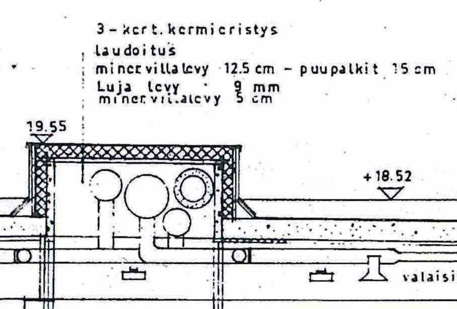 Tutkimusselostus 15 (19) Tehtaanpuiston yläaste ja Vuosaaren lukio Kuva 15. Käytävän kohdalta tikkailta zoomuksella otettu kuva.