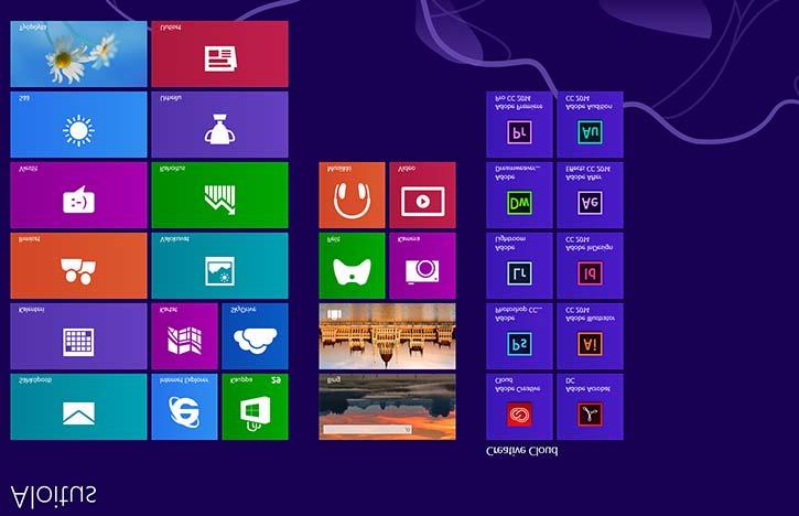 Windows 7 Creative Cloud -sovelluksia asennettaessa Windowsin tuotevalikkoihin lisätään sovellusten