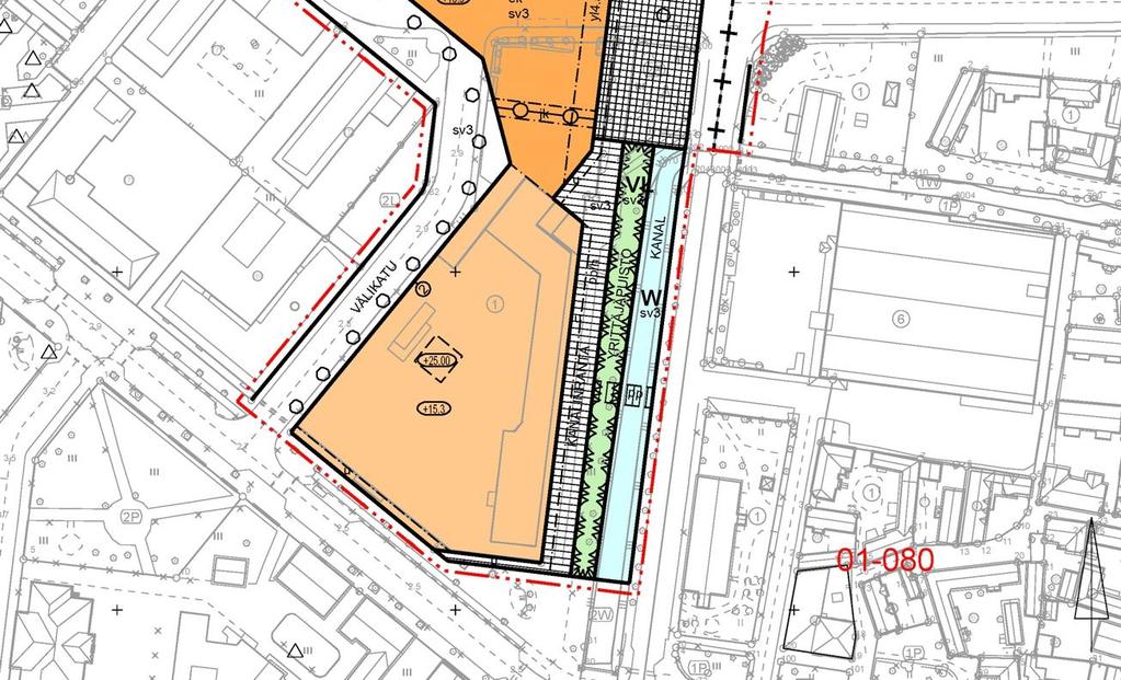 kauppakeskuksen yhteydessä. Edellisen kaavaprosessin AK 01-097 asemakaavakarttaluonnos VE0. Luonnos vastaa nykyistä kaavatilannetta.