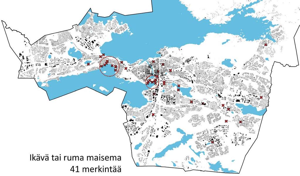 Ikävä tai ruma maisema Ikäviksi tai rumiksi maisemiksi vastaajat nostivat mm.
