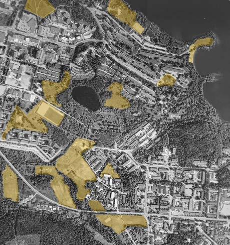Lähdeaineisto: Saija Kouko. Kaarilan asuntoalue on syntynyt Hyhkyn vanhoille pelloille.