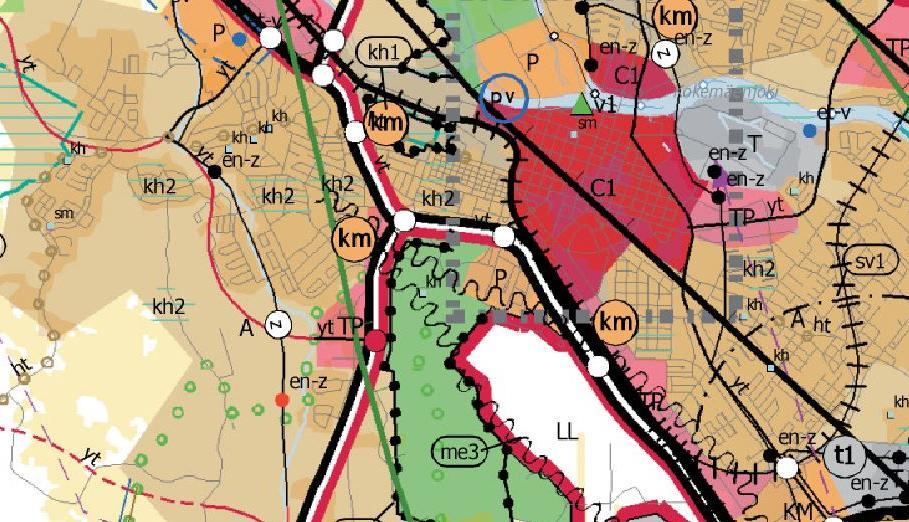 Ote maakuntakaavasta Suunnittelualue sijoittuu vähittäiskaupan suuyksikön (km) Eteläväylän Pian vieeiselle tontille.