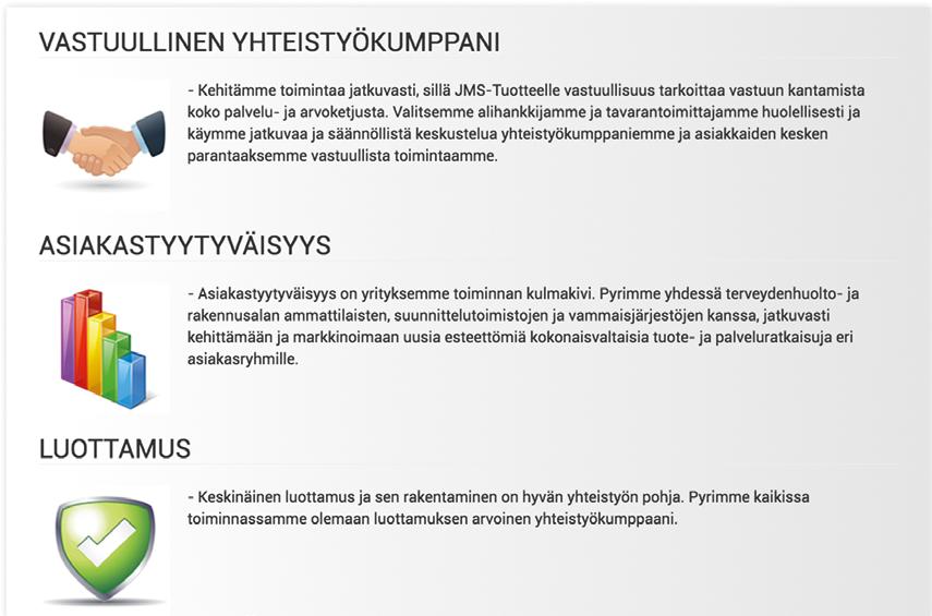 Tuoteratkaisujemme tavoitteena on tarjota esteetön kylpyhuone kaikille, edistää käyttäjien omatoimisuutta ja itsenäistä liikkumista sekä mahdollistaa avustajien esteettömän ja tehokkaan työskentelyn.