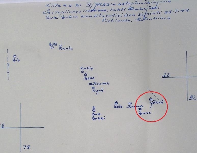 Joukoissa tiuhaan muutoksia 7.1.44 vaihtoi 7./JR52 6./JR52:n tilalle. 1.2.44 vaihtoi 11./JR52 7./JR52:n tilalle 16.2.44 vaihtoi 3./JR52 11./JR52:n tilalle 6.4.44 siirtyivät KV Yökkö ja AV Enne Unkajärven lohkolle.