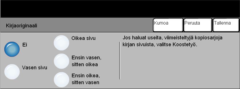 Kopiointi Muu originaali Käytetään kopioitaessa originaaleja, joissa on värilliset taustat tai tussimerkintöjä tai jotka on tulostettu mustesuihkutulostimella.