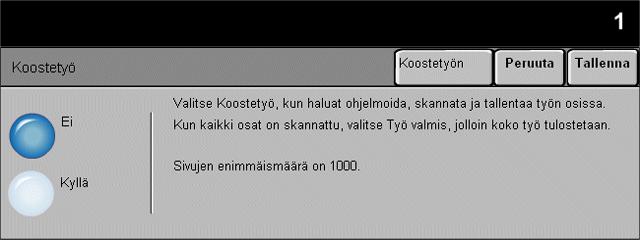 Koostetyö Kopiointi Tällä toiminnolla voidaan työ koota erilaista ohjelmointia vaativista osista.