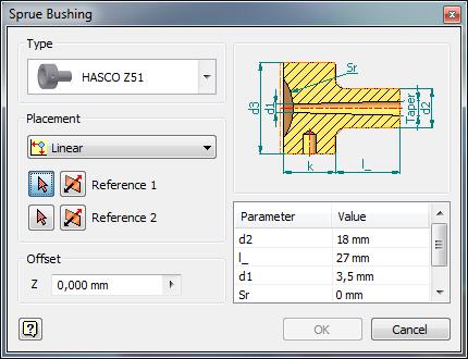 Offset: Defines the offset value of the sprue