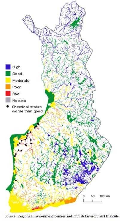 Suomen vesistöjen ekologinen tila Vesistöjen ekologista tilaa ja vesien fosforitilannetta voisi parantaa