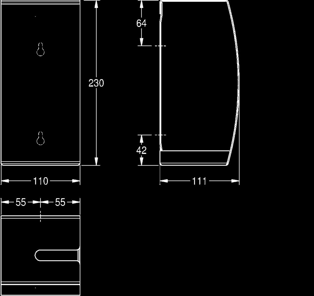 saippua-annostelijan yhdistelmä, valmistettu ruostumattomasta  materiaalin vahvuus 1,5 mm, lukitus Frankevakioavaimella, kaksi tarkastusikkunaa,