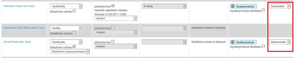 Ehdollisen valinnan voi merkitä myös varalla olevalle hakijalle.