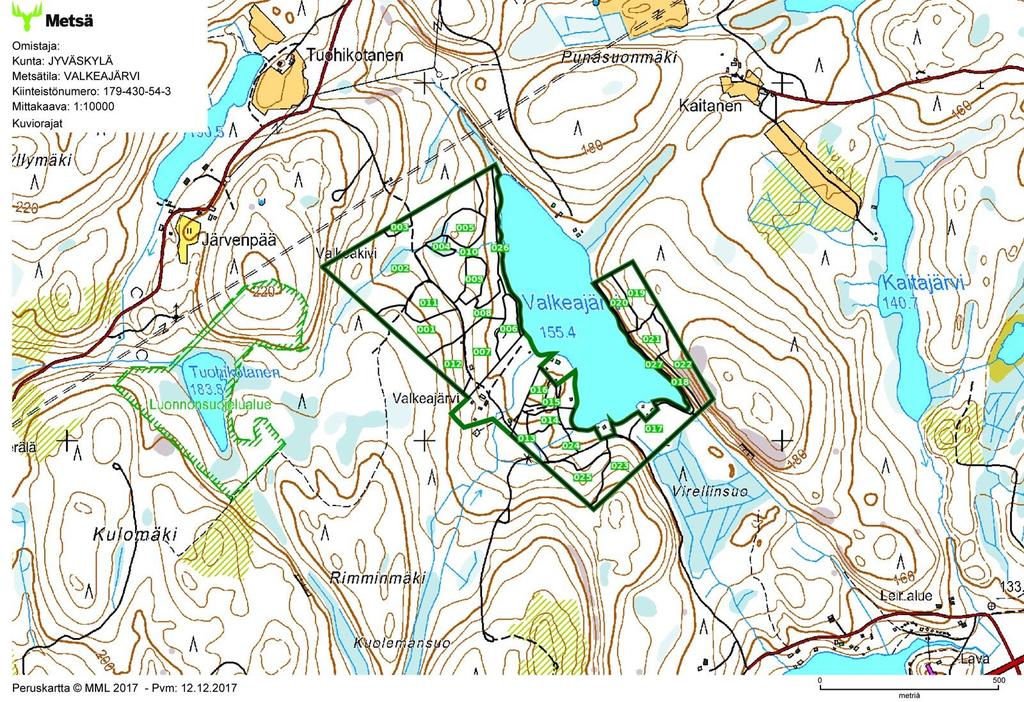 Valkeajärven rannalla sijaitseva metsätila, jossa puustona pääosin koivikkoa.