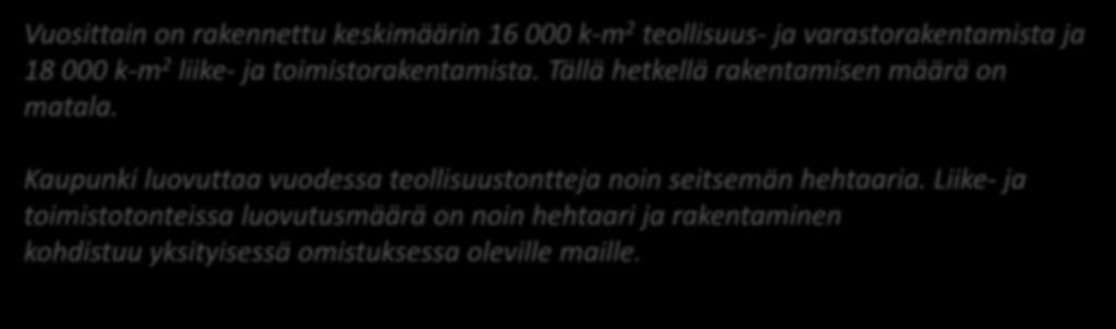 Kaupunki luovuttaa vuodessa teollisuustontteja noin seitsemän hehtaaria.