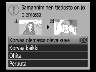 D Kuvien kopiointi Kuvia ei kopioida, jos kohdemuistikortilla ei ole tarpeeksi tilaa. Varmista ennen elokuvien kopiointia, että akku on täyteen ladattu.