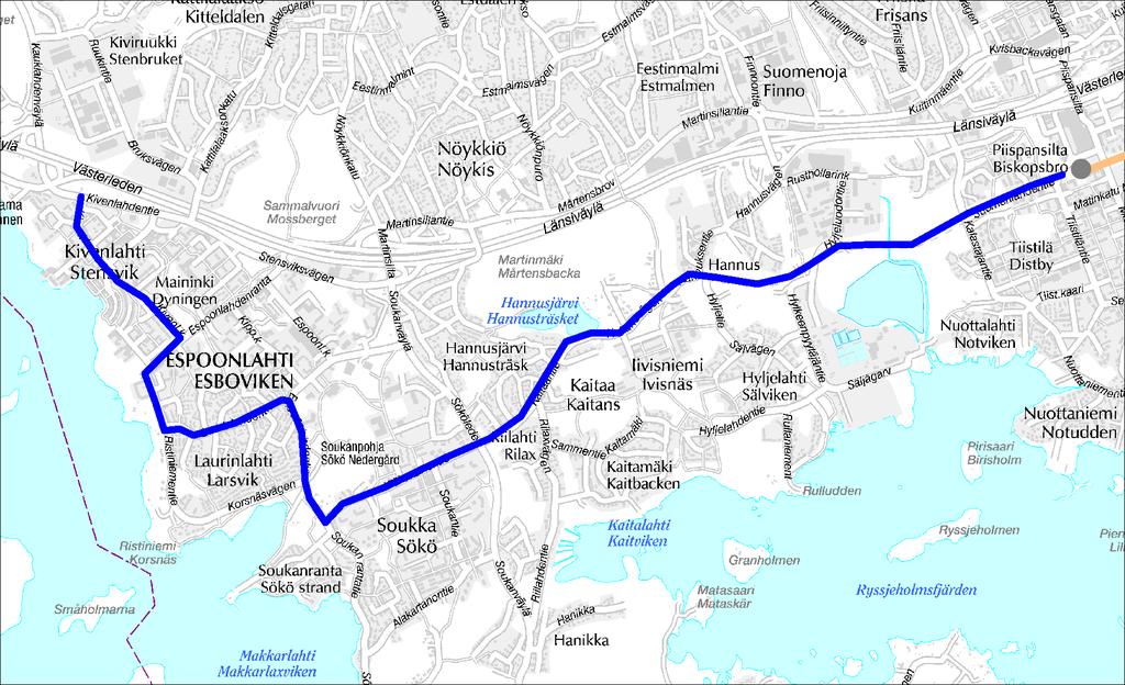 Linja 147 Matinkylä (M) Soukka Kivenlahti Linja 147 Ruuhka Päivä/Ilta Hiljainen aika La, päivä Su, päivä Vuoroväli, min 10 15 30 15 30 Minimikierrosaika, min 54 51 43 51 43 Suoritelaskennan