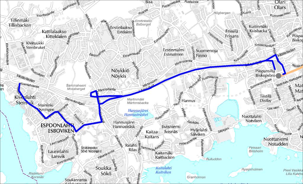 Linja 150 Matinkylä (M) Espoonlahti Kivenlahti Linja 150 Ruuhka Päivä/Ilta Hiljainen aika La, päivä Su, päivä Vuoroväli, min 5 15 30