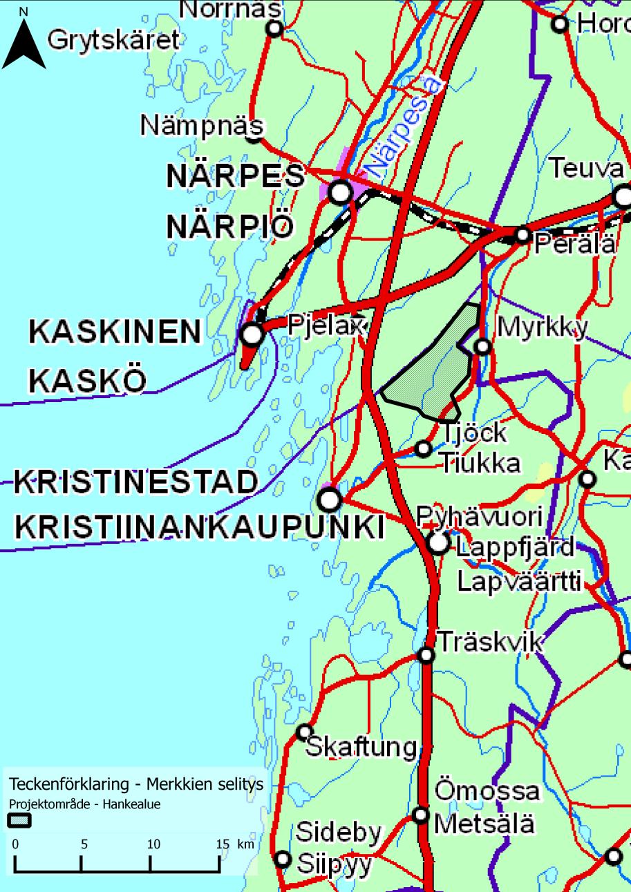 Kuva 1: Hankkeen sijainti Pohjanmaalla. 2 HANKKEESTA VASTAAVA 2.1 Triventus Wind Power AB Triventus Wind Power AB vastaa hankkeen kehittämisestä.